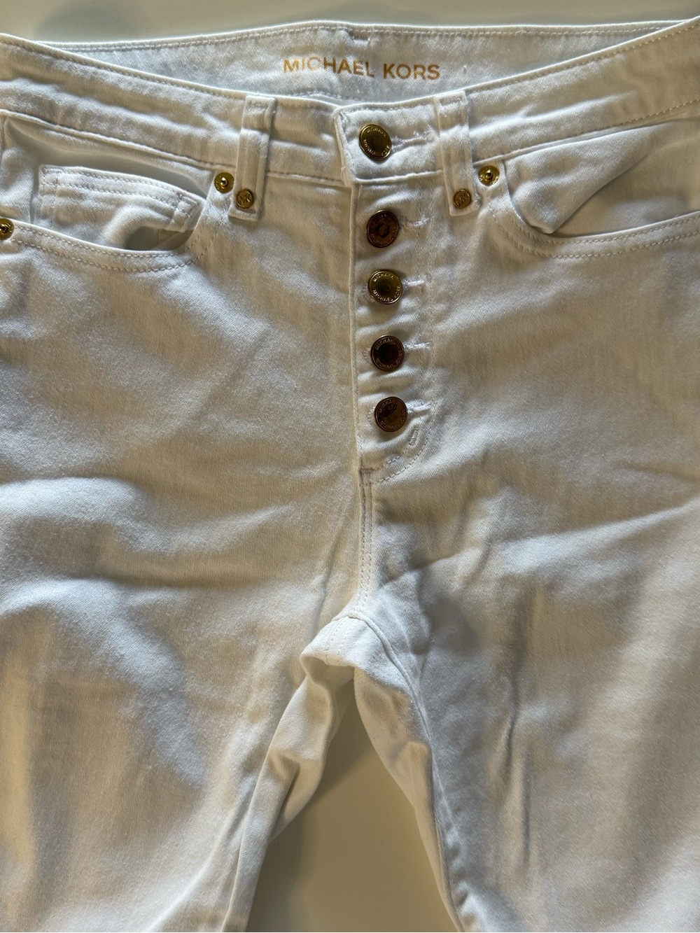 MICHAEL KORS White Selma Skinny Button-Fly Jeans
